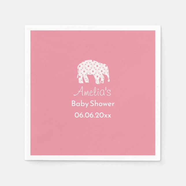 Servilleta De Papel Ducha de bebé personalizada Elefante Blanco Bonito (Anverso)