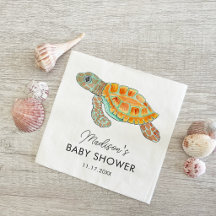 Ducha de Bebé Personalizada Tortuga Marina Acuarel