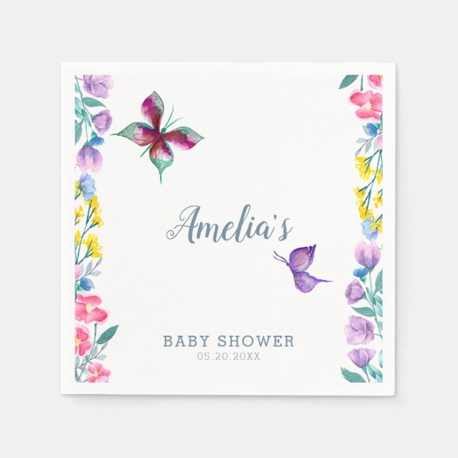 Servilleta De Papel Ducha de Bebé Primavera Mariposa Adorable (Anverso)