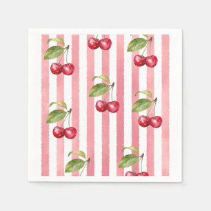 Servilleta De Papel Ducha de Bebé Retro Rosa con Franja Cereza en la P