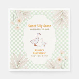 Servilleta De Papel Ducha de bebé Sage Gingham Daisy Boho Silly Goose