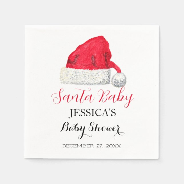 Servilleta De Papel Ducha de bebé Santa Rojo Cute simple Gracias (Anverso)