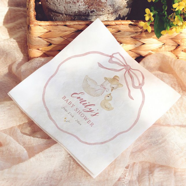 Servilleta De Papel Ducha de Bebé Silly Goose Pink Bow Wildflower (Subido por el creador)