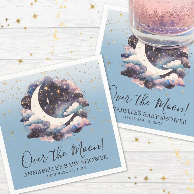Servilleta De Papel Ducha de Bebé Sobre La Luna (Over The Moon Baby Shower Napkins)