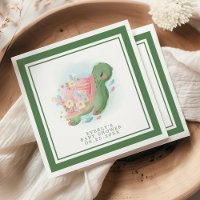 Ducha de bebé tortuga marina floral verde