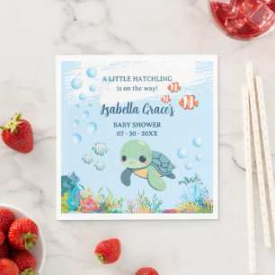 Servilleta De Papel Ducha de bebé Tortuga Marina Pequeña Cría Almuerzo