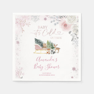 Servilleta De Papel Ducha de Bebé Trineo Copo de Nieve Rosa Pastel de