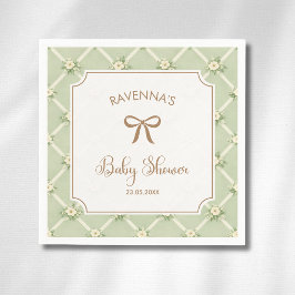 Servilleta De Papel Ducha de bebé Vintage Sage Floral Diagonal Gold Bo