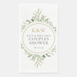 Servilleta De Papel Ducha de Boda de Parejas con Monograma Dorado y Ve