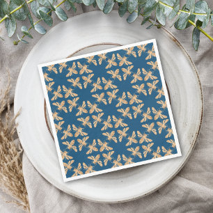 Servilleta De Papel Ducha de Boda Dorada Indigo & Honeycomb