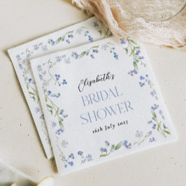 Servilleta De Papel Ducha de Boda Floral Algo Azul