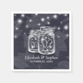 Servilleta De Papel Ducha de boda Mason Jars String ilumina la marina 