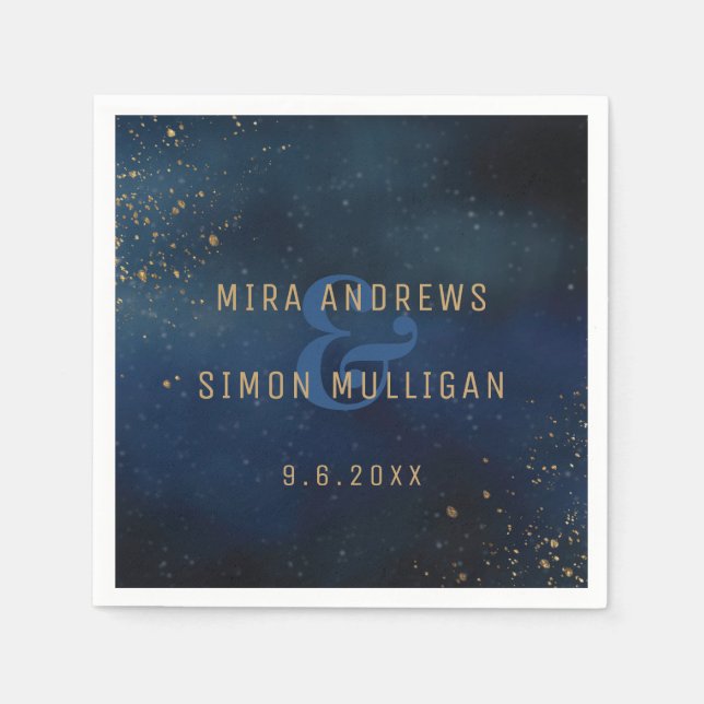 Servilleta De Papel Ducha de bodas de galaxia dorada (Anverso)