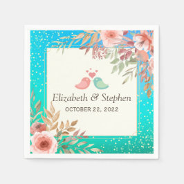 Servilleta De Papel Ducha de bodas elegantes puntos de oro Verde azula