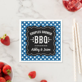 Servilleta De Papel Ducha de Bodas Rustic Blue Gingham BBQ