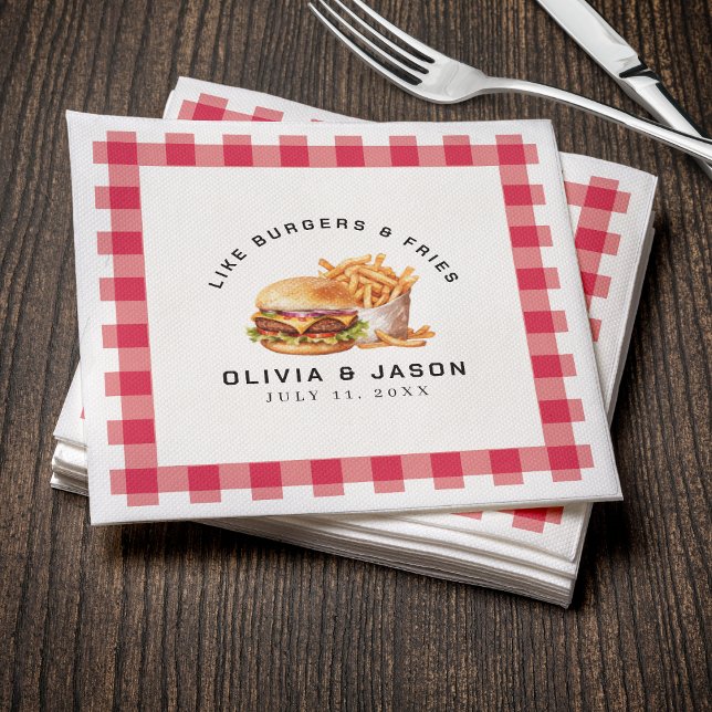 Servilleta De Papel Ducha de casamiento picnic para hamburguesas y bol (Burgers & Fries Picnic Wedding Shower Napkins
)