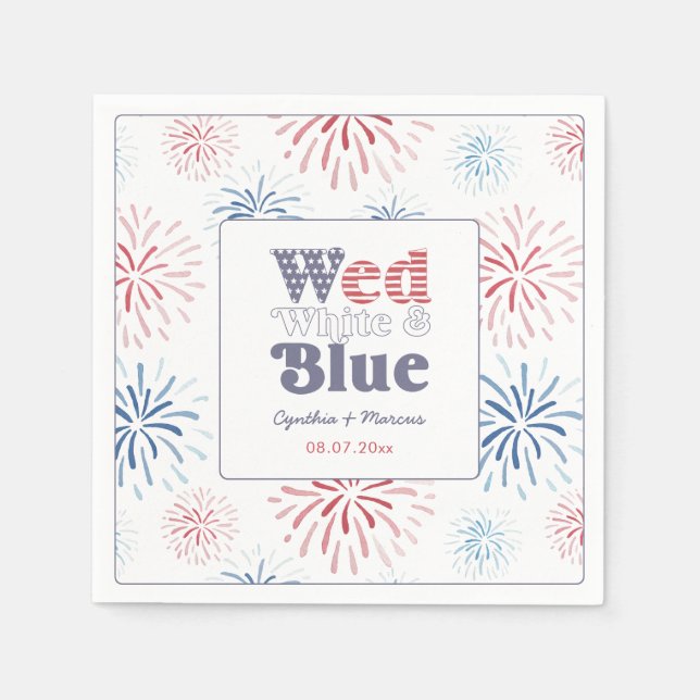 Servilleta De Papel Ducha de casamiento Wed White Blue (Anverso)