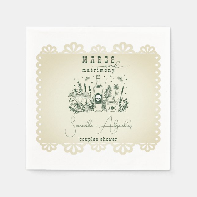 Servilleta De Papel Ducha de cráneos de boda de Margs Matrimonio Fiest (Anverso)