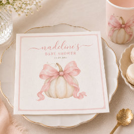 Servilleta De Papel Ducha de niña de lazo rosa de calabaza de acuarela