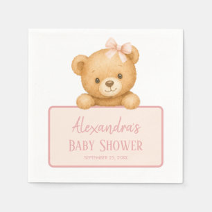 Servilleta De Papel Ducha de niña oso de peluche marrón con lazo rosa