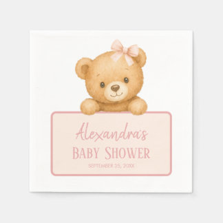 Servilleta De Papel Ducha de niña oso de peluche marrón con lazo rosa