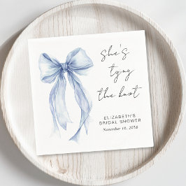 Servilleta De Papel Ducha de Novia Acuarela Azul Chic Lazo