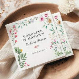 Servilleta De Papel Ducha de Novia Acuarela de Flores Silvestres