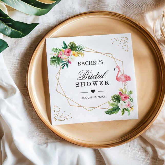Servilleta De Papel Ducha de novia acuarela Flamingo tropical Floral (Subido por el creador)