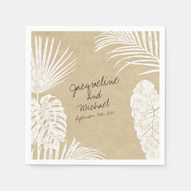 Servilleta De Papel Ducha de novia acuarela Hoja tropical Kraft Art (Anverso)