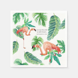 Servilleta De Papel Ducha de novia acuarela rosa Flamingo Leaf