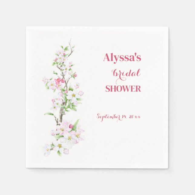 Servilleta De Papel Ducha de novia Apple Blossom personalizada (Anverso)