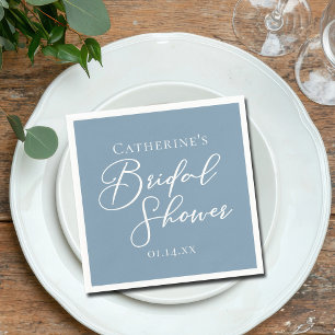 Servilleta De Papel Ducha de Novia Azul Polvoriento con Letra Blanca P