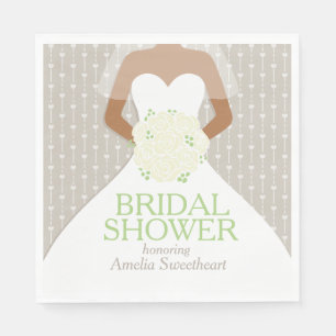 Servilleta De Papel Ducha de novia boda blanco vestido rosas blancas