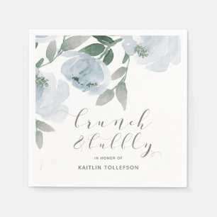 Servilleta De Papel Ducha de Novia Boda Polvo Azul Acuarela Floral