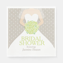 Servilleta De Papel Ducha de novia boda vestido rosas verdes toallas