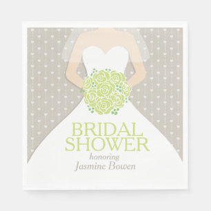 Servilleta De Papel Ducha de novia boda vestido rosas verdes toallas