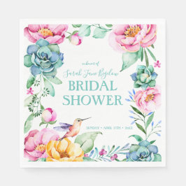 Servilleta De Papel Ducha de Novia Boho Colibrí