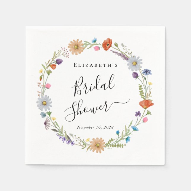 Servilleta De Papel Ducha de Novia Boho Floral (Anverso)