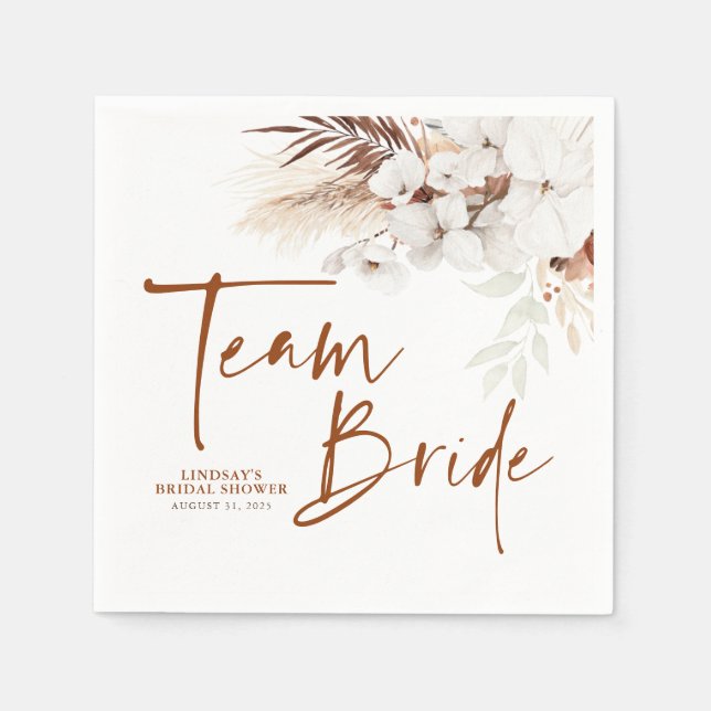 Servilleta De Papel Ducha de novia boho floral terracota Team Bride (Anverso)