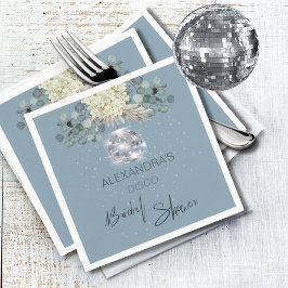 Servilleta De Papel Ducha de Novia Bola de Disco Floral Azul Polvo