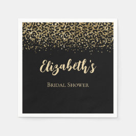 Servilleta De Papel Ducha de Novia Brillo Estampado Leopardo Oro Negro