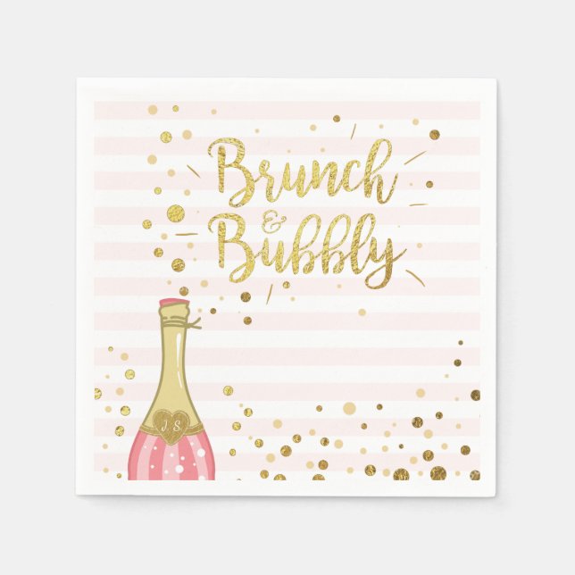 Servilleta De Papel Ducha de novia Brunch & Bubbly Papel Napkin Rosa (Anverso)