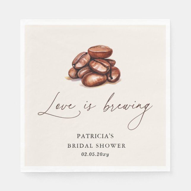 Servilleta De Papel Ducha de Novia Café en Grano Love is Brewing (Anverso)