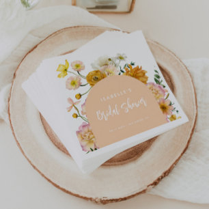 Servilleta De Papel Ducha de Novia con Arco Floral de Melocotón