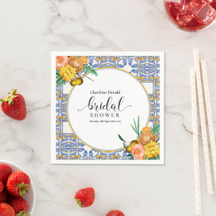 Servilleta De Papel Ducha de novia con azulejos azules de la Italia me