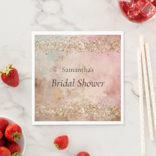 Servilleta De Papel Ducha de Novia con Confeti Brillante de Oro Rosa