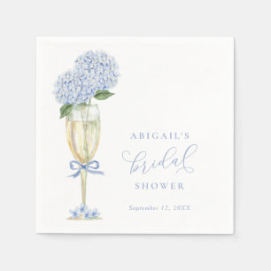 Servilleta De Papel Ducha de Novia con Floraciones de Hortensias Azule