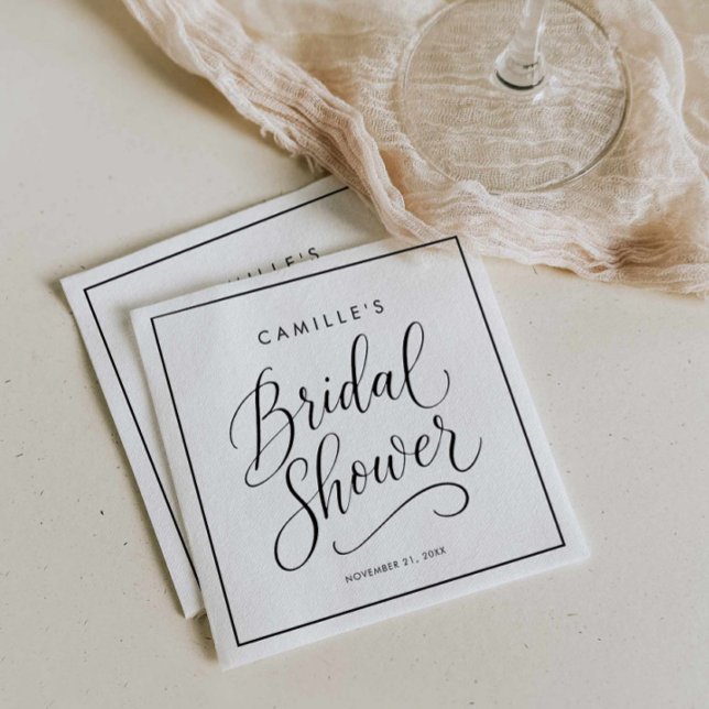 Servilleta De Papel Ducha de novia con guión moderno (Modern Script Bridal Shower Napkins)