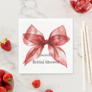 Servilleta De Papel Ducha de Novia con Lazo Rojo