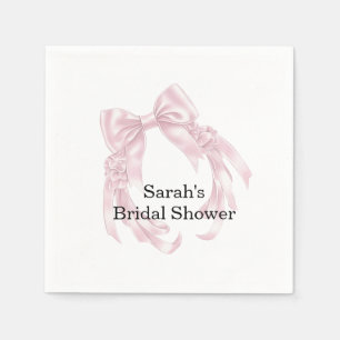 Servilleta De Papel Ducha de Novia con Lazo Rosa